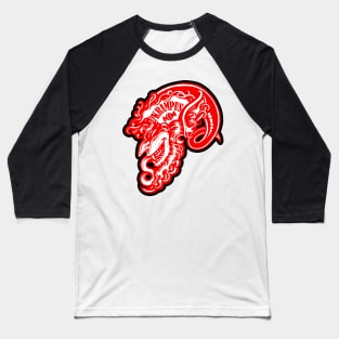 Smiling Krampus - Black Outlined, Red Design Version Baseball T-Shirt